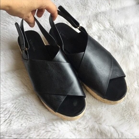 Vince‎ Jesson Leather Espadrille Platform Sandals - Picture 6 of 12